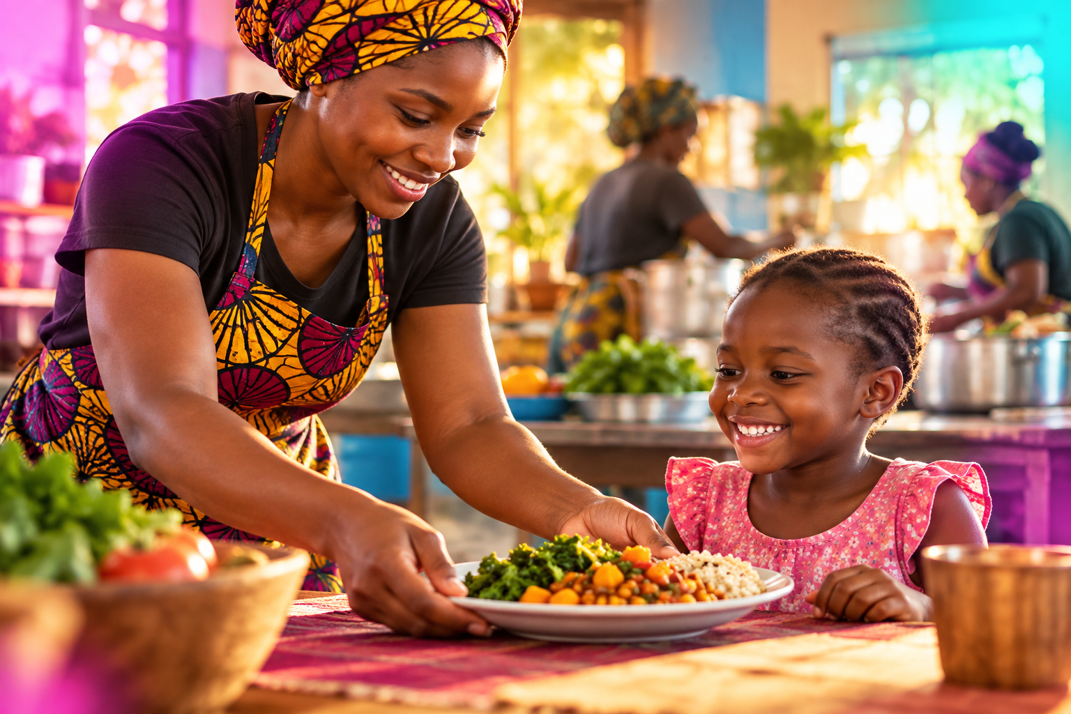 Illustration d’une action solidaire autour des repas.